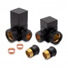 Corner Black "Square" Valves for Radiators & Towel Rails (Pair) - Components