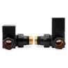 Corner Black "Square" Valves for Radiators & Towel Rails (Pair)