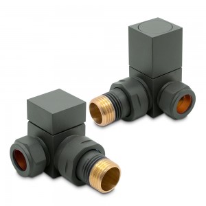 Corner Basalt Grey "Square" Valves for Radiators & Towel Rails (Pair)