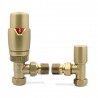 Angled Brushed Brass Thermostatic Radiator Valves