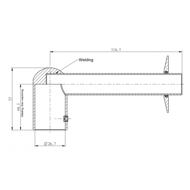 Brushed Brass Element Cover for Towel Rail Element - Technical