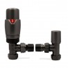 Brushed Gunmetal Angled Thermostatic Valves - Front on