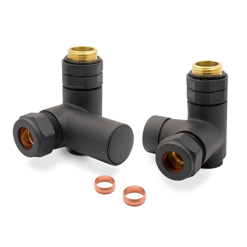 Mineral Anthracite Dual Fuel Valve Set for Radiators & Towel Rails (Pair) - Components