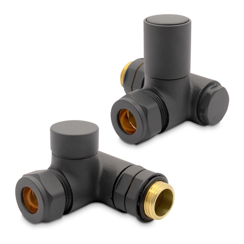 Mineral Anthracite Dual Fuel Valve Set for Radiators & Towel Rails (Pair)