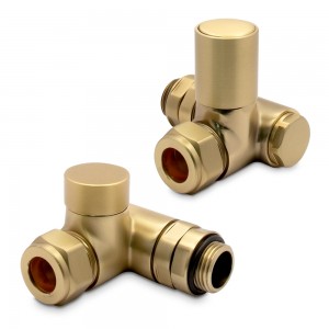 Brushed Brass Dual Fuel Valve Set for Radiators & Towel Rails (Pair)