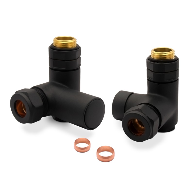 Black Dual Fuel Valve Set for Radiators & Towel Rails (Pair) - Components