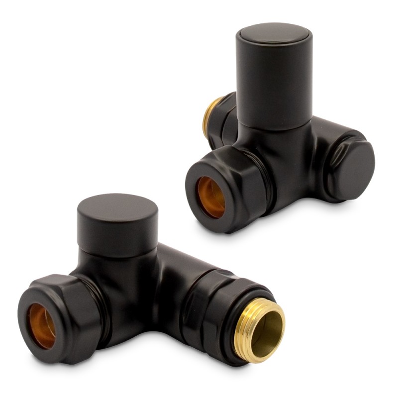 Black Dual Fuel Valve Set for Radiators & Towel Rails (Pair)