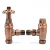 Mason Angled Traditional Thermostatic Valves for Radiators - Antique Copper