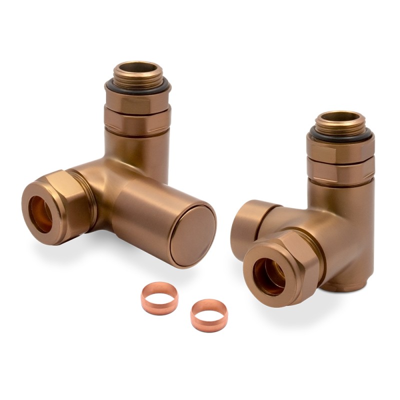 Brushed Bronze Dual Fuel Valve Set for Radiators & Towel Rails (Pair)