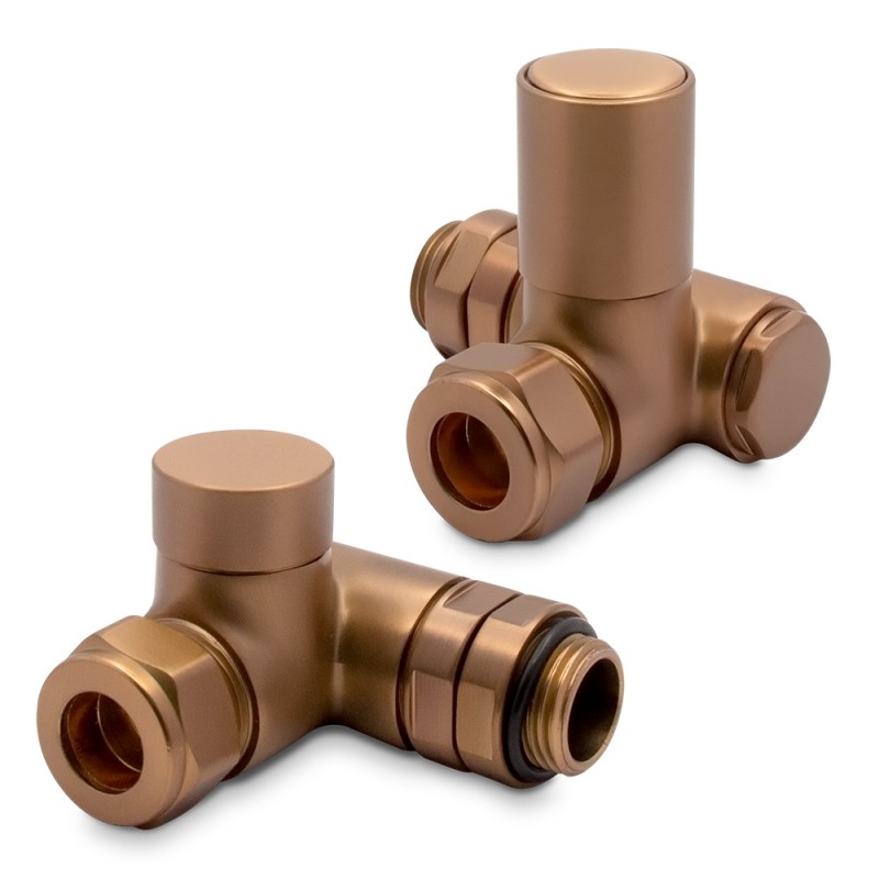 Brushed Bronze Dual Fuel Valve Set for Radiators & Towel Rails (Pair)