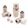 Brushed Nickel Thermostatic Dual Fuel Valve Set for Radiators & Towel Rails (Pair) - Components