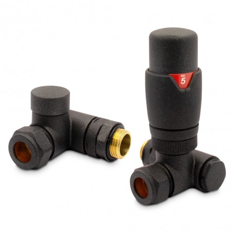 Mineral Anthracite Thermostatic Dual Fuel Valve Set for Radiators & Towel Rails (Pair)