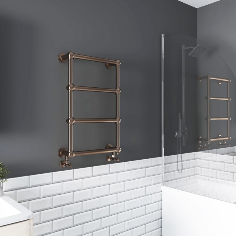 500mm (w) x 750mm (h) "Harley" Brushed Bronze Traditional Wall Mounted Towel Rail Radiator