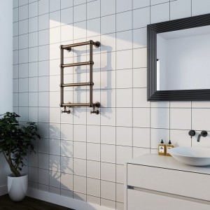 500mm (w) x 750mm (h) "Harley" Brushed Bronze Traditional Wall Mounted Towel Rail Radiator