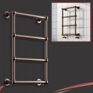 500mm (w) x 750mm (h) "Harley" Brushed Bronze Traditional Wall Mounted Towel Rail Radiator