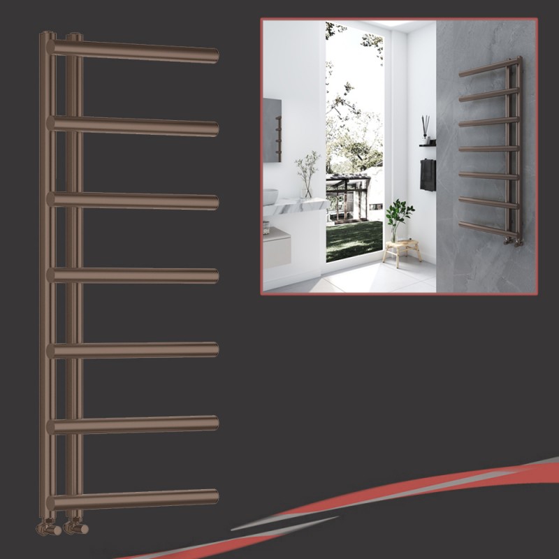 500mm (w) x 1200mm (h) "Mira" Brushed Bronze Designer Towel Rail