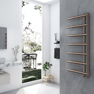 500mm (w) x 1200mm (h) "Mira" Brushed Bronze Designer Towel Rail