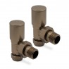 Angled Brushed Bronze Valves for Radiators & Towel Rails (Pair)