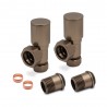 Angled Brushed Bronze Valves for Radiators & Towel Rails (Pair) - Components