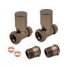 Straight Brushed Bronze Valves for Radiators & Towel Rails (Pair) - Components