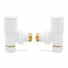 Angled White Radiator Valves - Front On