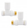 Straight White Valves for Radiators & Towel Rails (Pair) -  Front On