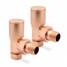 Angled Brushed Copper Valves for Radiators & Towel Rails (Pair)