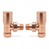 Angled Brushed Copper Valves for Radiators & Towel Rails (Pair)