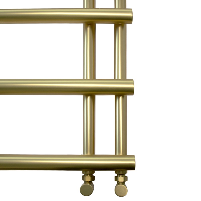 500mm (w) x 1200mm (h) "Mira" Brushed Brass Designer Towel Rail