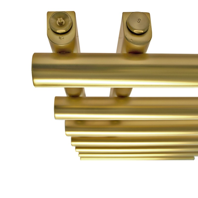 500mm (w) x 1200mm (h) "Mira" Brushed Brass Designer Towel Rail