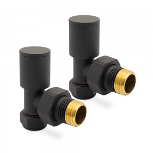 Angled Mineral Anthracite Valves for Radiators & Towel Rails (Pair)