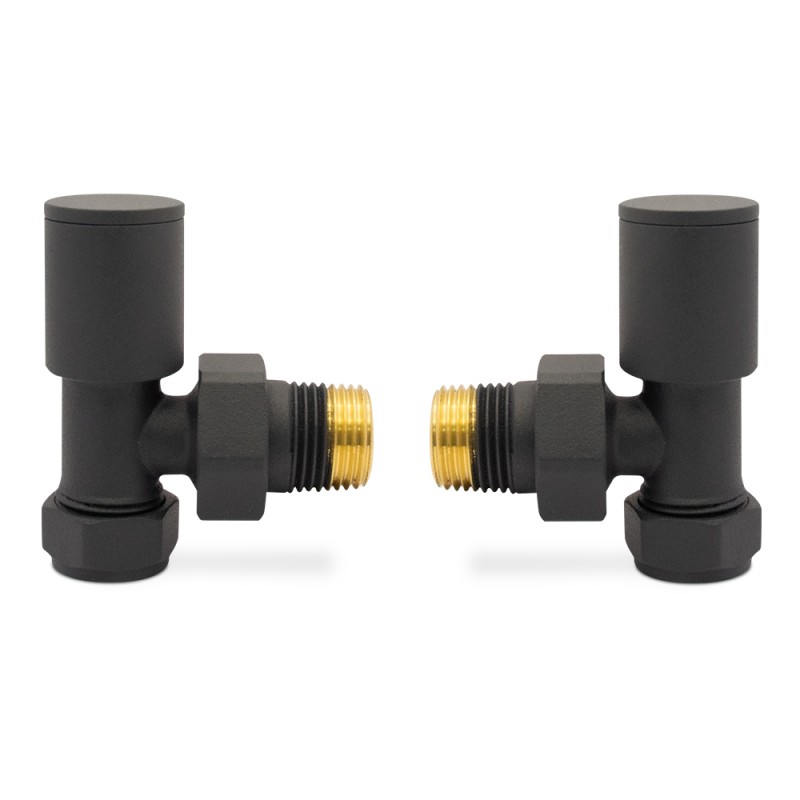 Angled Mineral Anthracite Valves for Radiators & Towel Rails (Pair)