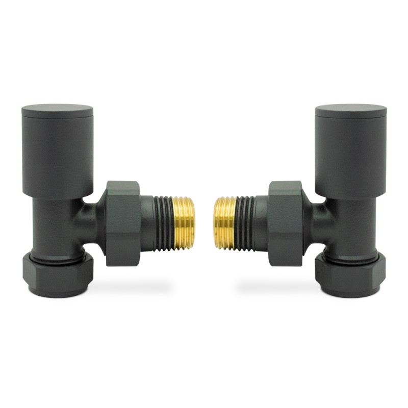 Angled Basalt Grey Valves for Radiators & Towel Rails (Pair)