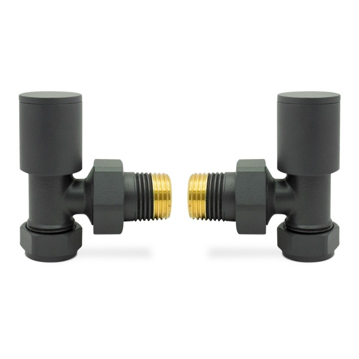 Angled Basalt Grey Valves for Radiators & Towel Rails (Pair)