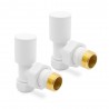 Angled Matt White Valves for Radiators & Towel Rails (Pair)