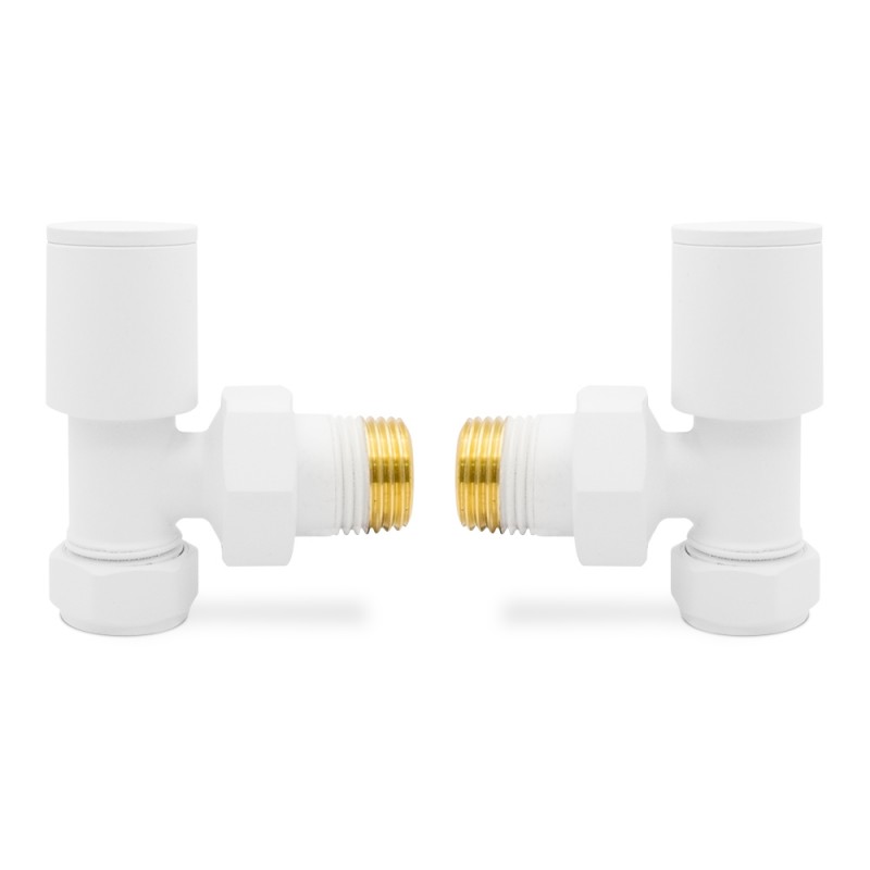 Angled Matt White Valves for Radiators & Towel Rails (Pair)