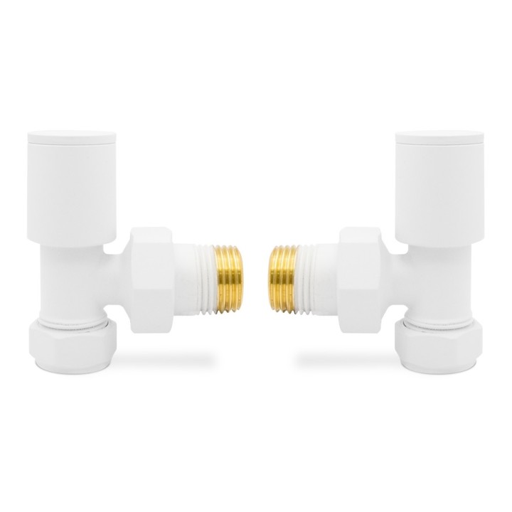 Angled Matt White Valves for Radiators & Towel Rails (Pair)