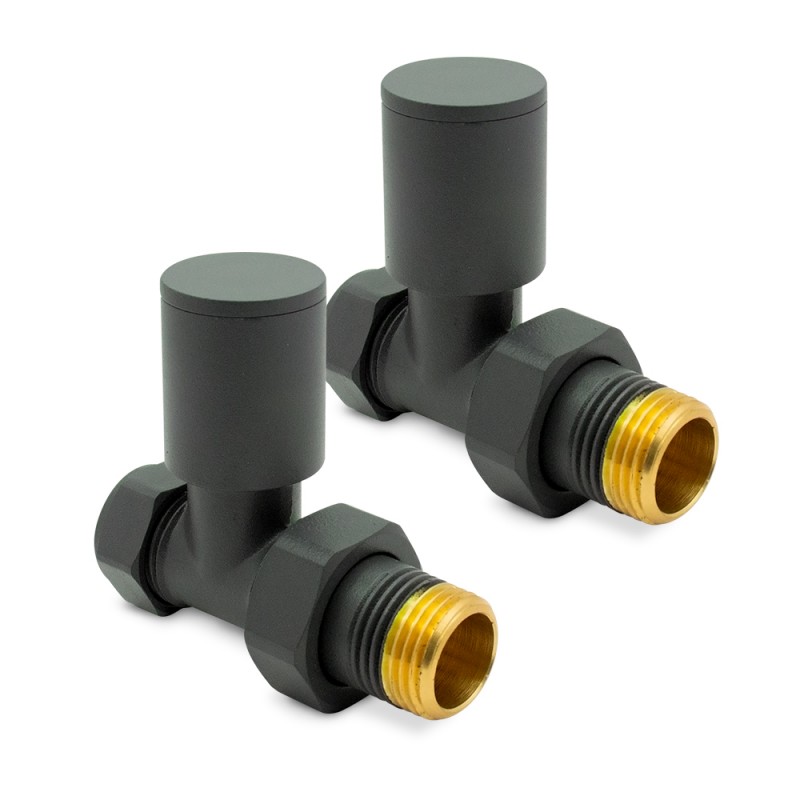 Straight Basalt Grey Valves for Radiators & Towel Rails (Pair)