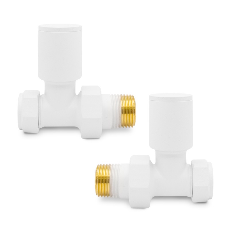 Straight Matt White Valves for Radiators & Towel Rails (Pair)