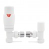 Angled Matt White Thermostatic Valves for Radiators & Towel Rails