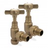 Angled Brass "Cross Head" Traditional Valves for Radiators & Towel Rails (Pair)