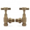 Angled Brass "Cross Head" Traditional Valves for Radiators & Towel Rails (Pair)