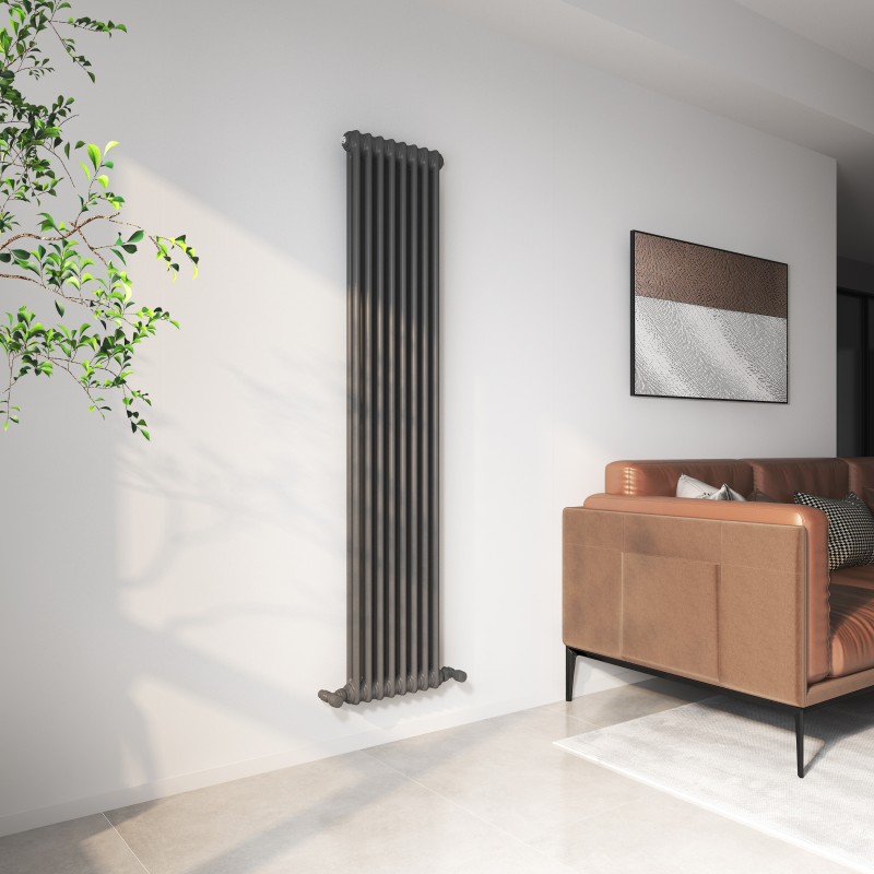 372mm (W) x 1800mm (H) Evora Anthracite Vertical 2 Column Radiator