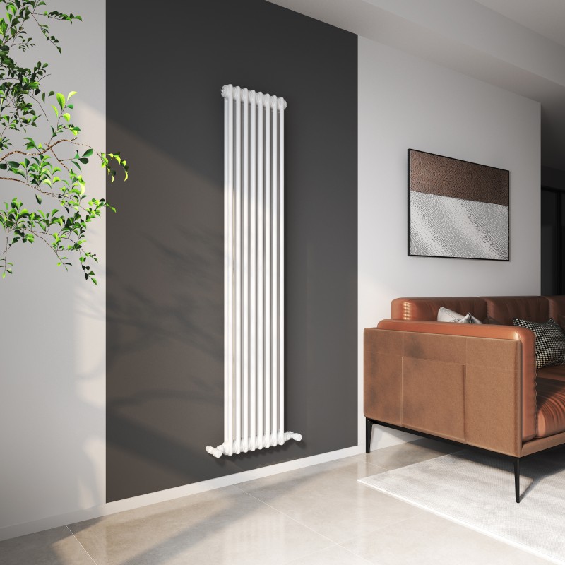 372mm (W) x 1800mm (H) Evora White Vertical 2 Column Radiator