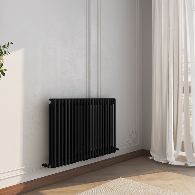 999mm (W) x 600mm (H) Evora Black Horizontal 3 Column Radiator