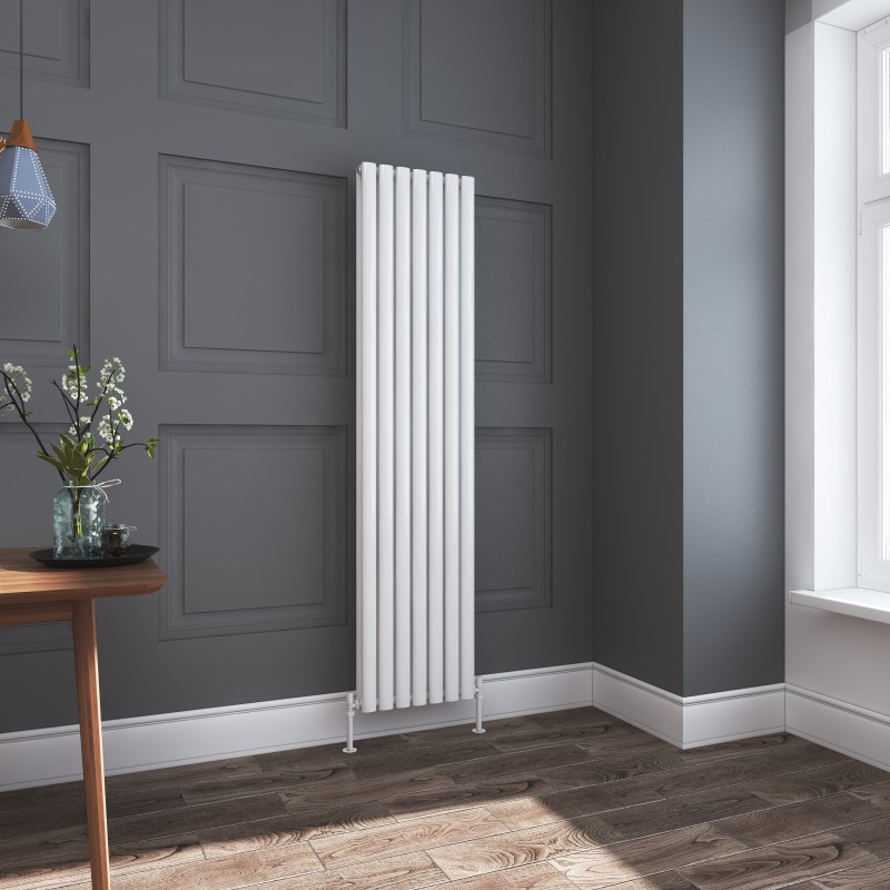 420mm (W) x 1800mm (H) Brecon White Double Oval Tube Vertical Radiator