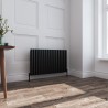 1020mm (W) x 600mm (H) Brecon Black Double Oval Tube Horizontal Radiator