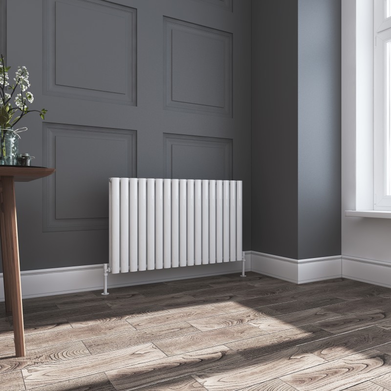 1020mm (W) x 600mm (H) Brecon White Double Oval Tube Horizontal Radiator