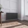 1200mm (W) x 600mm (H) Brecon Anthracite Double Oval Tube Horizontal Radiator