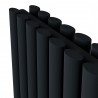 780mm (w) x 600mm (h) Brecon Black Double Oval Tube Horizontal Radiator - Closeup